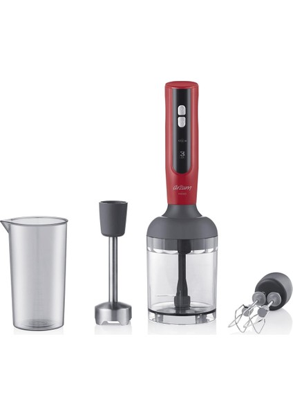 1700W El Blender Seti, Kırmızı, Güçlü ve Çok Fonksiyonlu Mutfağınıza Renk Katın