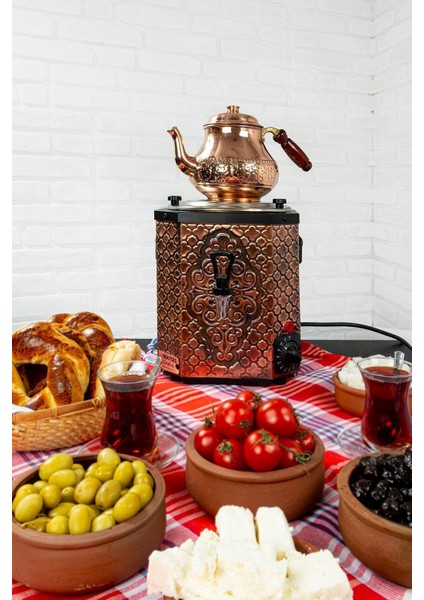 Mini Bakır El Işçiliği Elektrikli Semaver Çay Makinesi, Şık ve Kullanışlı Tasarım