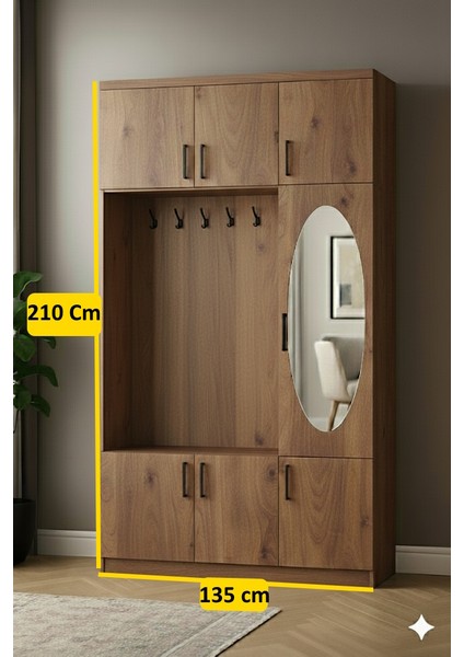 Sirius Ceviz Vestiyer | Geniş Aynalı, Askılıklı ve 1. Sınıf Mdf Şıklığı