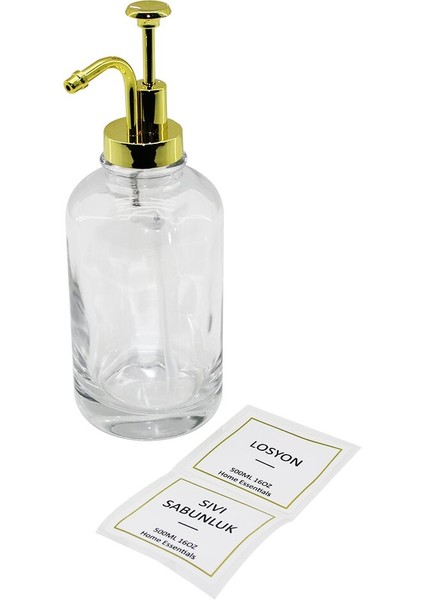 Yuvarlak Şeffaf Cam Sıvı Sabunluk 500ML (4989)