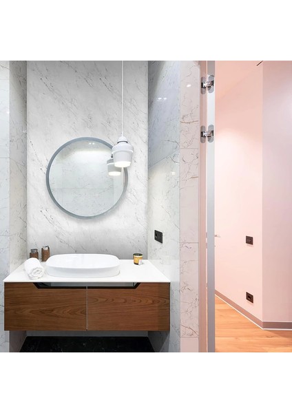 Mermer Desenli Mutfak Duvar Kağıdı Sticker - 5m x 60CM: Su ve Yağa Dayanıklı, Yüksek Sıcaklık Esnekliğine Sahip Tezgah, Dolap, Ocak Yenileme Folyosu T10 ( Lisinya )