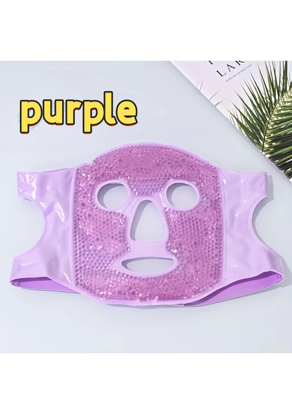 Terapi Jel Yüz Maskesi Soğuk ve Sıcak Boncuklu Ayarlanabilir Maske (Mor) ( Lisinya )