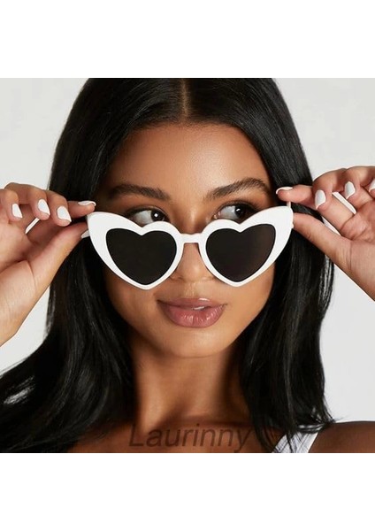 Beyaz Renk Kalp Gelin Düğün Gözlüğü 15X5 cm - Lisinya