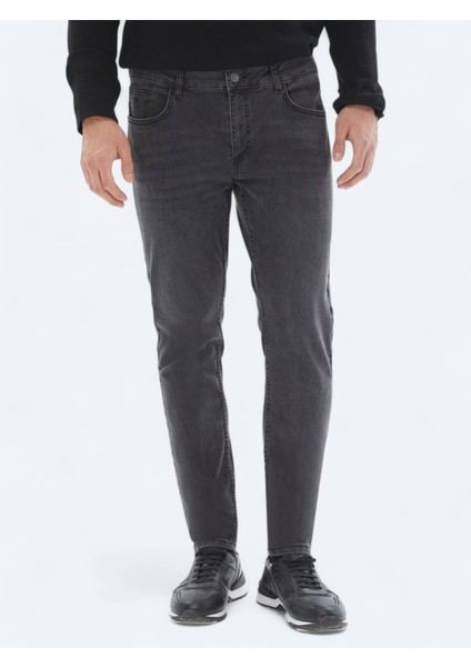Koyu Gri Super Slm Fit Denim Pamuk Karışımlı Pantolon