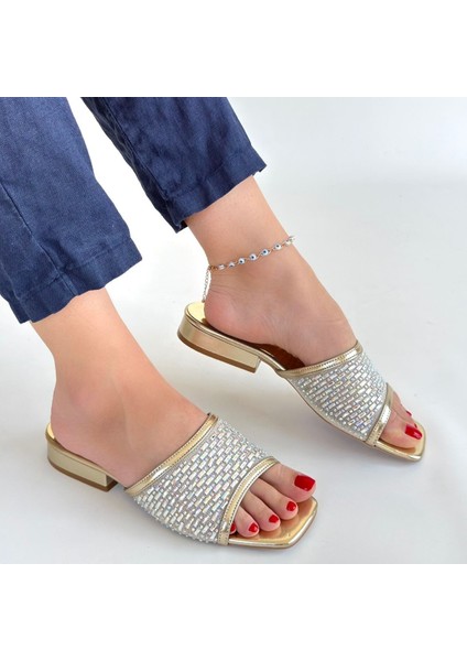 Ortu Gold Cilt Işlemeli Terlik - Lisinya modelleri