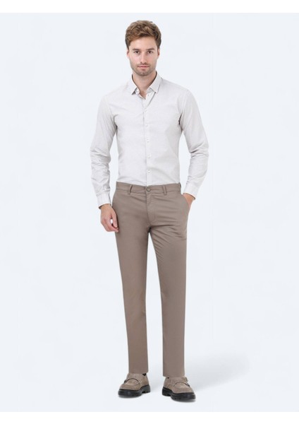 Vizon Düz Dokuma Slim Fit Casual Pamuk Karışımlı Pantolon indirimleri