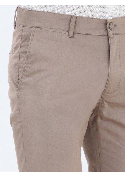 Vizon Düz Dokuma Slim Fit Casual Pamuk Karışımlı Pantolon