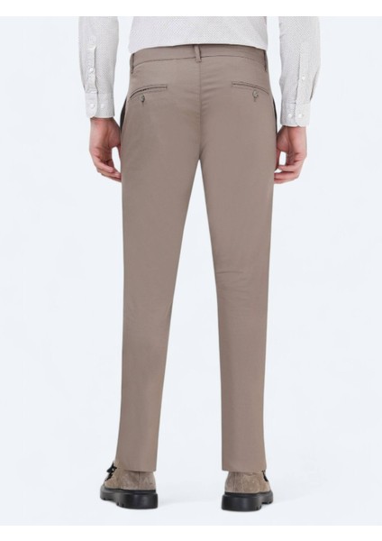 Vizon Düz Dokuma Slim Fit Casual Pamuk Karışımlı Pantolon