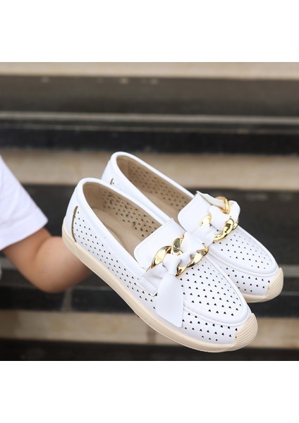 Riwan Beyaz Cilt Babet Ayakkabı - Lisinya modelleri