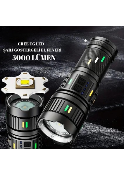 5000 Lümen Cree Tg LED Şarj Göstergeli El Feneri WT-731 - Lisinya