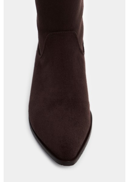 Herbert Kahve Süet Sivri Burun Kadın Kısa Topuklu Çizme fırsatları