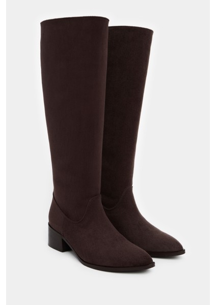 Herbert Kahve Süet Sivri Burun Kadın Kısa Topuklu Çizme indirimleri