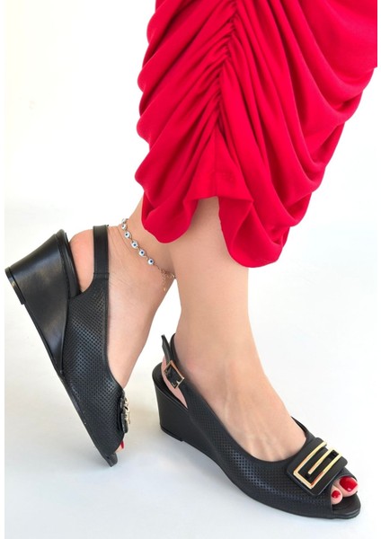 Mamba Siyah Cilt Dolgu Topuk Ayakkabı - Lisinya fiyatları