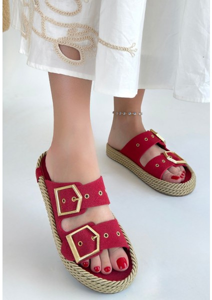 Ices Kırmızı Nubuk Terlik - Lisinya fiyatları
