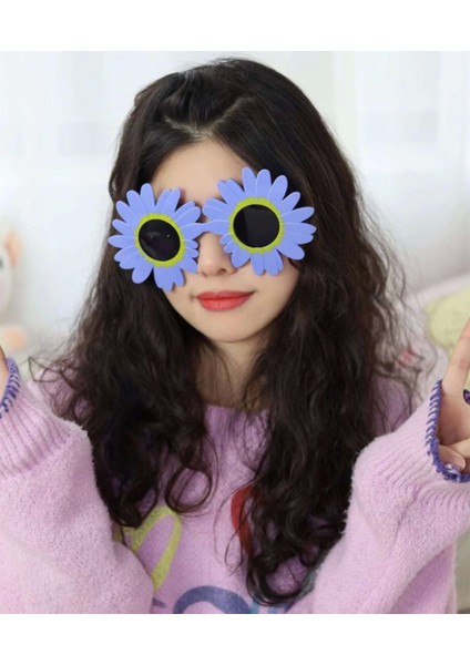 Mor Renk Papatya Şekilli Parti Gözlüğü 18X10 cm - Lisinya