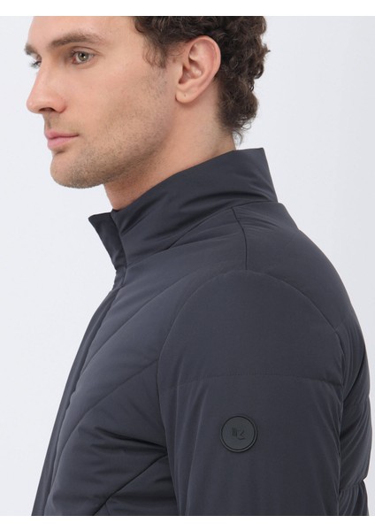 Antrasit Regular Fit Dik Yaka Casual Dokuma Mont