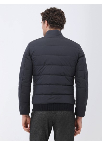 Antrasit Regular Fit Dik Yaka Casual Dokuma Mont