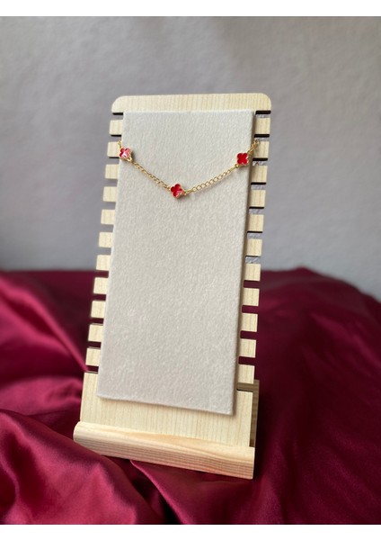 Kararmaz Çelik Kırmızı Yonca Gold Bileklik indirimleri