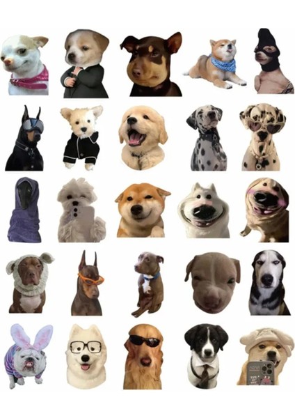 Sevimli Köpek Çıkartmaları Laptop Notebook Tablet Sticker Seti - 25 Adet Suya Dayanıklı Çıkartma modelleri