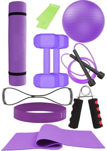 9 Parçalı Pilates Ve Fitness Seti Pilates Minderi, Dambıl, Squat Band Ve Daha Fazlası!