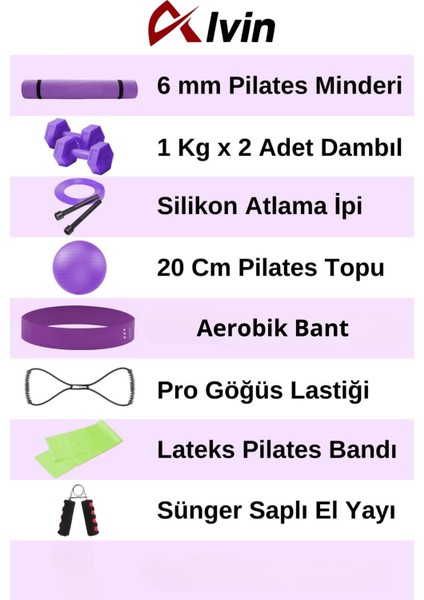 9 Parçalı Pilates Ve Fitness Seti Pilates Minderi, Dambıl, Squat Band Ve Daha Fazlası! fiyatları