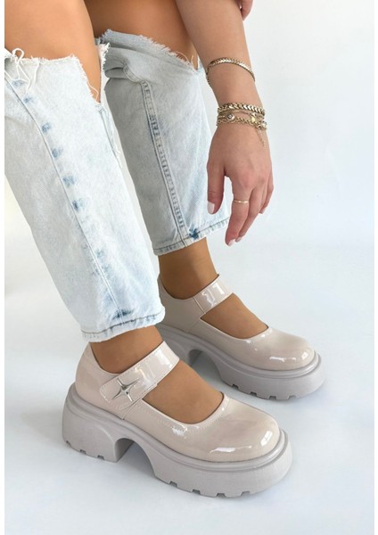 Siyat Bej Rugan Dolgu Topuk Oxford Ayakkabı - Lisinya