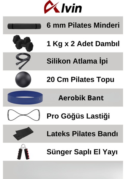 9 Parçalı Pilates ve Fitness Seti – Pilates Minderi, Dambıl, Squat Band ve Daha Fazlası! fiyatları