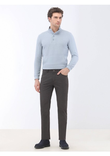 Kahverengi Dokuma Slim Fit Casual Pamuk Karışımlı Pantolon