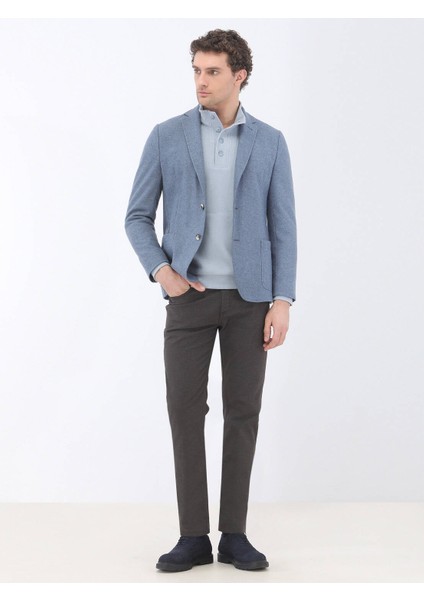 Kahverengi Dokuma Slim Fit Casual Pamuk Karışımlı Pantolon