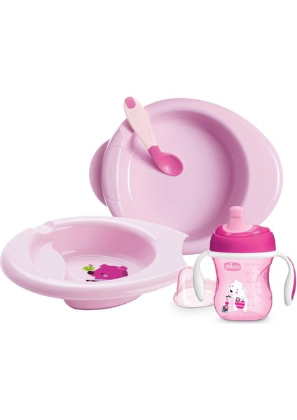 Chicco 4 Parça Beslenme Seti +6 Ay - Kız