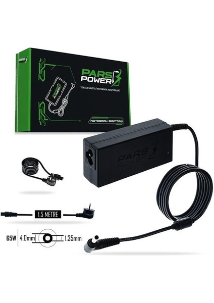 Pars Power PRS-011 65W 19V 3.42A- 4.0*1.35MM Siyah Adaptör