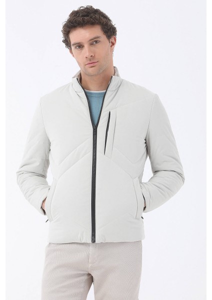 Taş Regular Fit Dik Yaka Casual Dokuma Mont