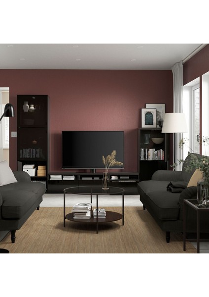 Tv Ünitesi, Venge-Parlak Cila-Siyah-Füme Cam, 300X42X193 Cm, Selsvıken/glassvık, Çıt Çıt Raylı fiyatları