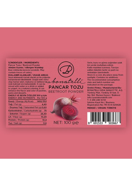 Pancar Tozu 100 G fiyatları