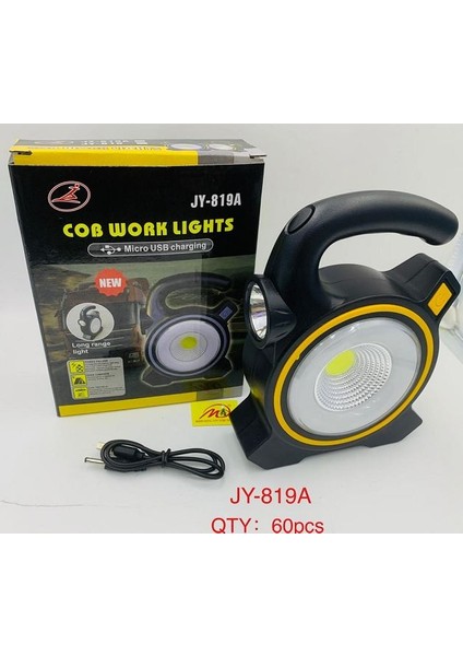 JY-819A Cob ve Angel Led'li 3 Modlu Solar + USB Şarjlı Çalışma Lambası
