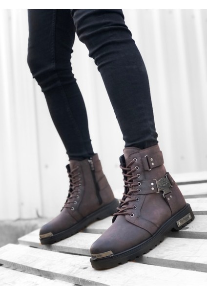 ET0080 Gladyatör Fermuarlı Tokalı Kahverengi Erkek Klasik Spor Klasik Yarım Bilek Bot fiyatları