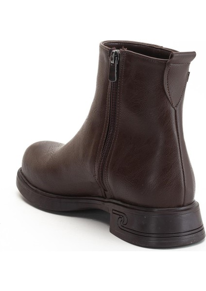 Kadın Bot Kahve Suni Deri Kauçuk Taban Yüzüdüz indirimleri