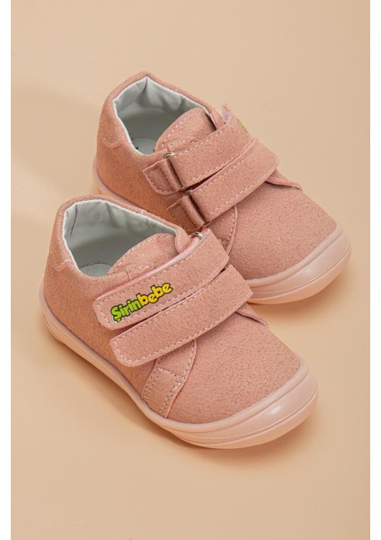 Şirinbebe Ortopedik Kız Ilkadım Bebek Ayakkabı Pembe Çift Cırtlı