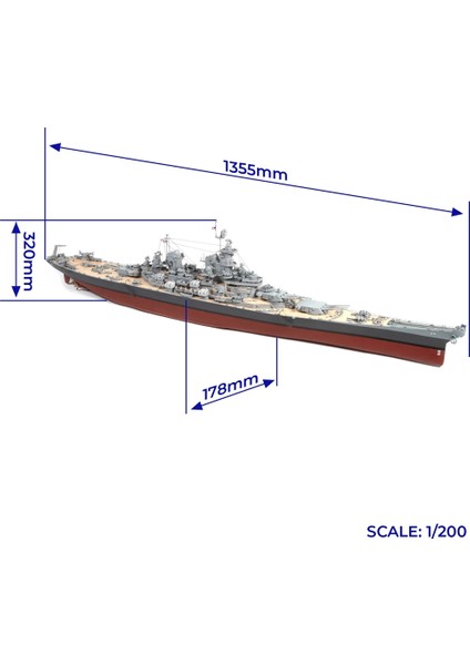 16002 1/200 Ölçek, Uss Missouri Bb-63 Model, 136 Cm. Amerikan Savaş Gemisi Ahşap Model Kiti indirimleri