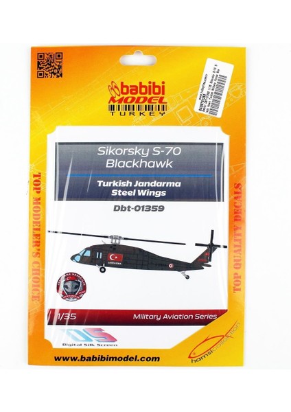 DBT-01359 1/35 Ölçek, Sikorsky S-70 Black Hawk Türk Askeri Polisi Çelik Kanatlar, Dekal Çıkartma
