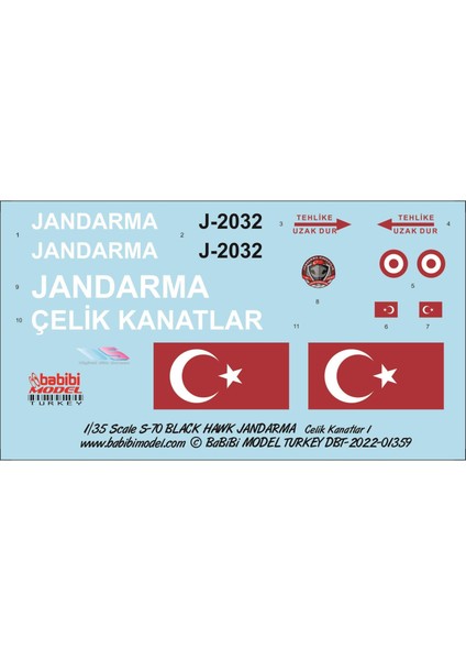 DBT-01359 1/35 Ölçek, Sikorsky S-70 Black Hawk Türk Askeri Polisi Çelik Kanatlar, Dekal Çıkartma modelleri