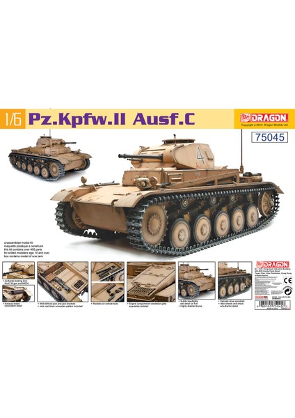 75045 1/6 Ölçek, Pz.kpfw.ıı Ausf. C Hafif Tankı Plastik Model Kiti