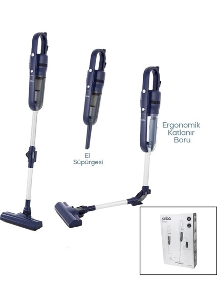 Katlanabilir Dikey Elektrikli Süpürge, Esnek Boru, 600W, Çok Renkli