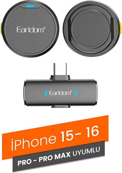 Profesyonel Kablosuz Dijital Yaka Mikrofonu iPhone 15/16/17 Uyumlu 2 Mikrofonlutiktok Youtube Instagram Canlı Yayın