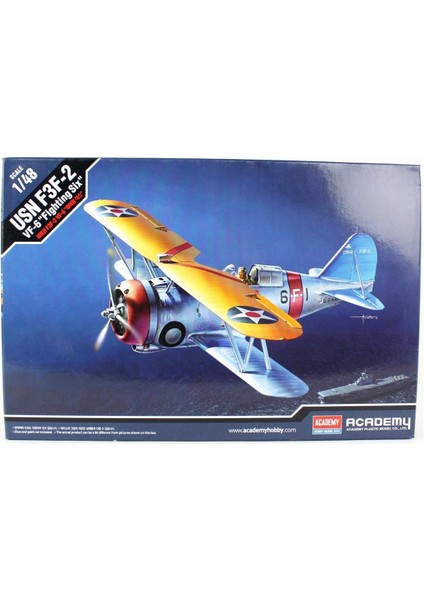 12326 1/48 Ölçek, Usn F3F-2 Vf-6 (Fighting Six) Savaş Uçağı, Plastik Model Kiti