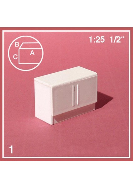 578109 1/25 Ölçek, Mutfak Dolabı-2 Kapaklı -Beyaz-40 mm