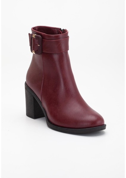 Bordo Kadın Topuklu Bot Suni Deri Terrmo Taban Yüzüdüz fırsatları