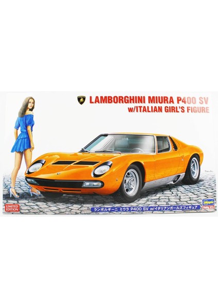 20423 1/24 Ölçek, Lamborghini Miura P400 Sv ve Italyan Kız Figürü,otomobil Plastik Model Kiti
