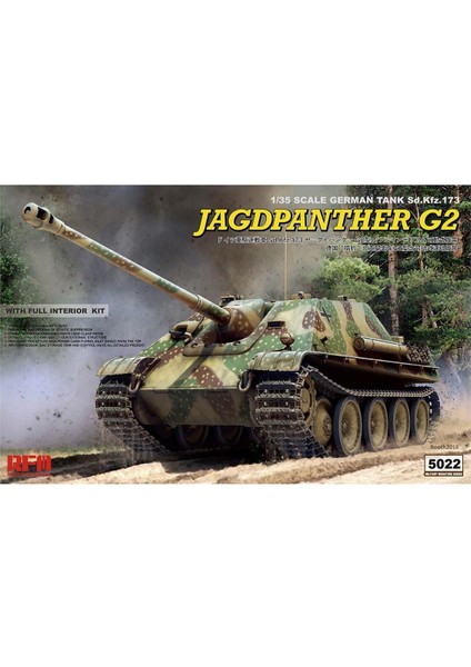 5022 1/35 Ölçek, Jagdpanther G2, Iç Detaylı Imha Tanklı, Plastik Model Kiti