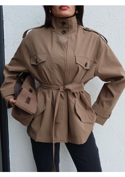 Gizli Düğme Detay Cepli Trench modelleri